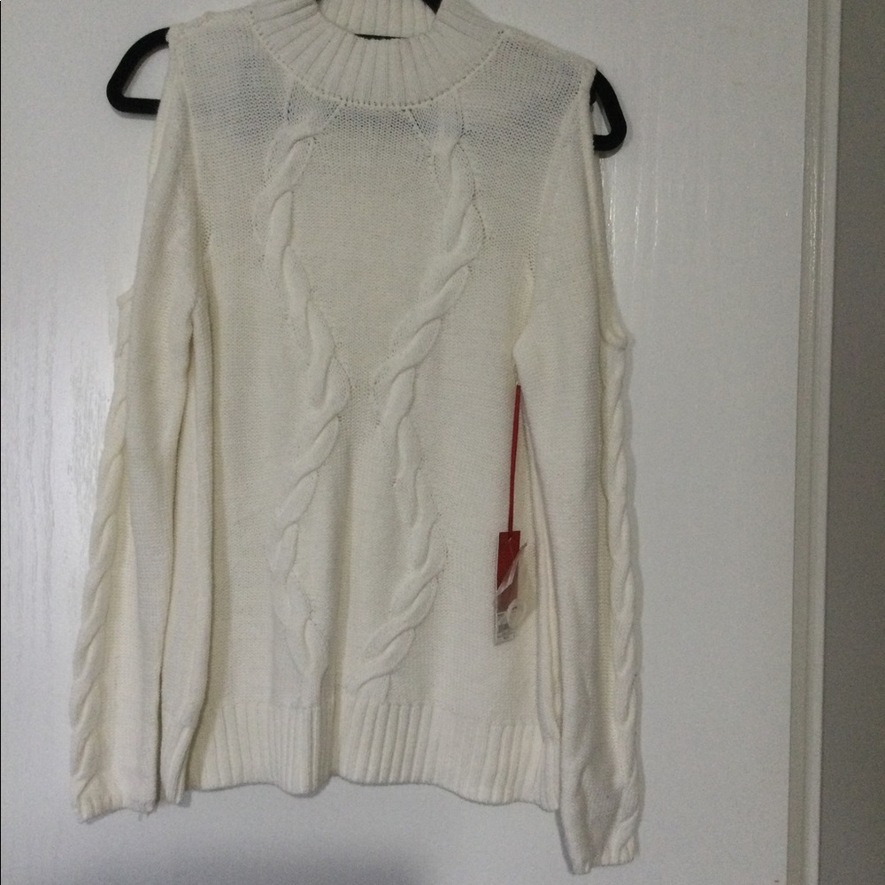 Jennifer Lopez Ivory Cold Shoulder Sweater